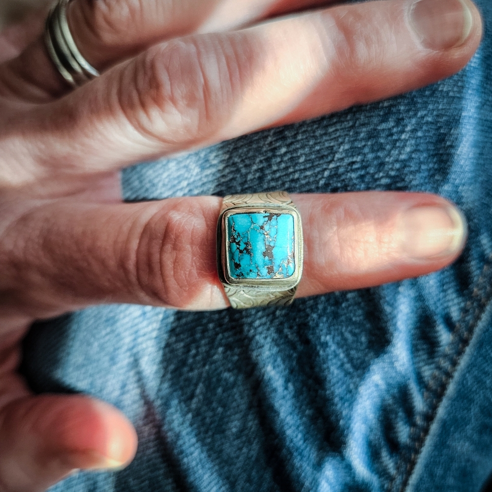 Turquoise & Sterling silver ring - sz 6.75